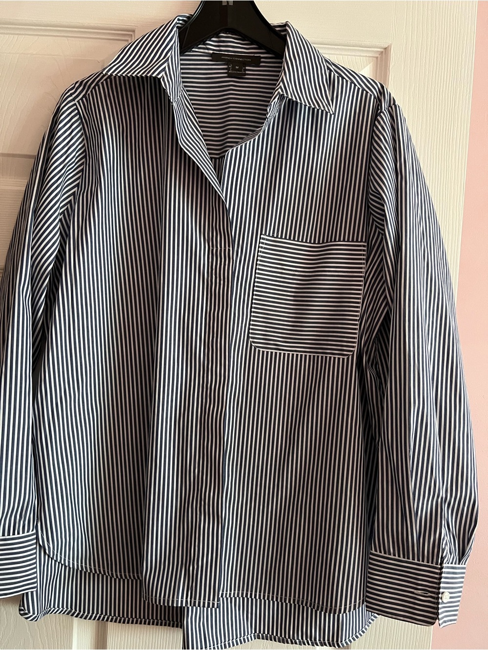 French Connection Navy and White Striped Shirt